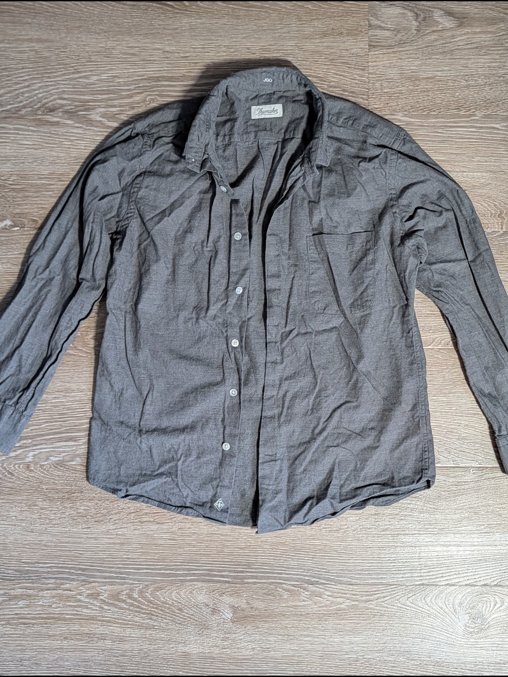 Trumaker 100% Cotton Gray Button-Up Long Sleeve Shirt